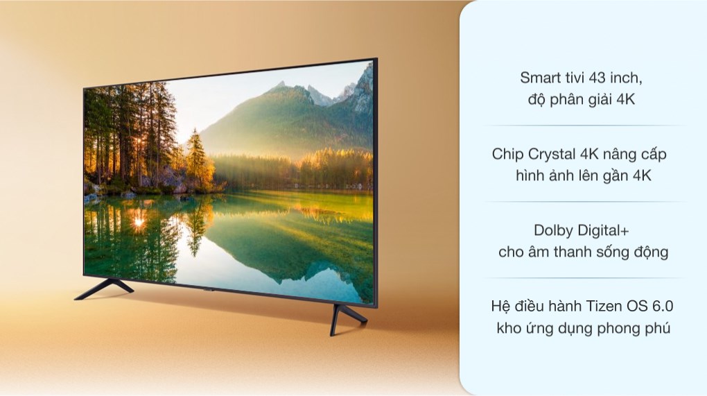 Tivi Samsung Smart Crystal UHD 43 inch 4K Model: UA43AU7700